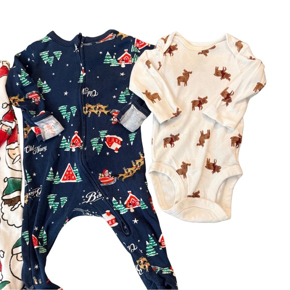 Old Navy Kids One Piece Footies - Santa, Trees, Reindeer - Picture 2 of 3